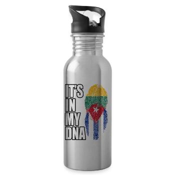 Lithuanian And Cuban Mix Heritage DNA Flag - 20 oz Water Bottle - silver - Right