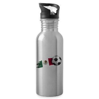 Mexico Soccer Ball Gift - 20 oz Water Bottle - silver - Right
