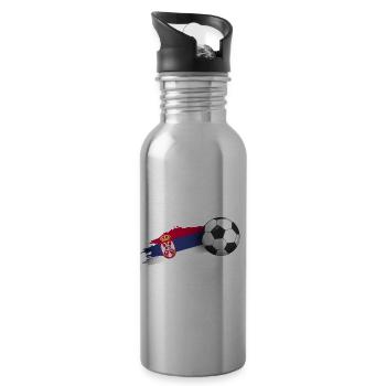 Serbia Soccer Ball Gift - 20 oz Water Bottle - silver - Right