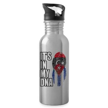 Libyan And Cuban Mix Heritage DNA Flag - 20 oz Water Bottle - silver - Right