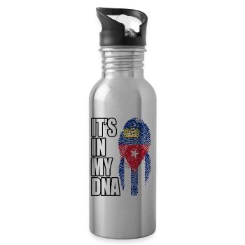 Liechtensteiner And Cuban Mix Heritage DNA Flag - 20 oz Water Bottle - silver - Right