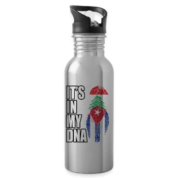 Lebanese And Cuban Mix Heritage DNA Flag - 20 oz Water Bottle - silver - Right
