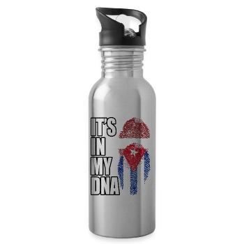 Latvian And Cuban Mix Heritage DNA Flag - 20 oz Water Bottle - silver - Right