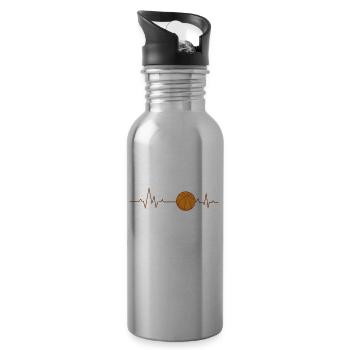Heartbeat for Basketball Ball Sports America - 20 oz Water Bottle - silver - Right