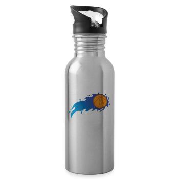 Basketball with blue Flames Ball Sports USA - 20 oz Water Bottle - silver - Right