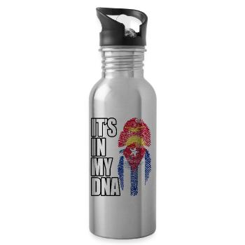 Kiribati And Cuban Mix Heritage DNA Flag - 20 oz Water Bottle - silver - Right