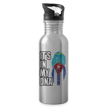 Kazakhstani And Cuban Mix Heritage DNA Flag - 20 oz Water Bottle - silver - Right