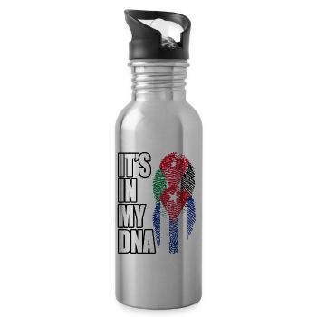 Jordanian And Cuban Mix Heritage DNA Flag - 20 oz Water Bottle - silver - Right