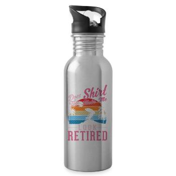 Funny Retired Holiday Retirement - 20 oz Water Bottle - silver - Right
