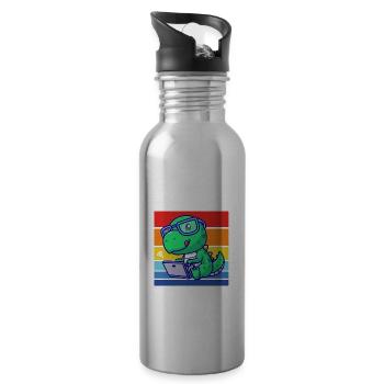 I Like Watching TV And Maybe 3 People Dino Shirt - 20 oz Water Bottle - silver - Right