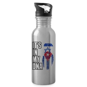 Israel And Cuban Mix Heritage DNA Flag - 20 oz Water Bottle - silver - Right