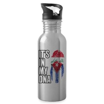 Iraq And Cuban Mix Heritage DNA Flag - 20 oz Water Bottle - silver - Right