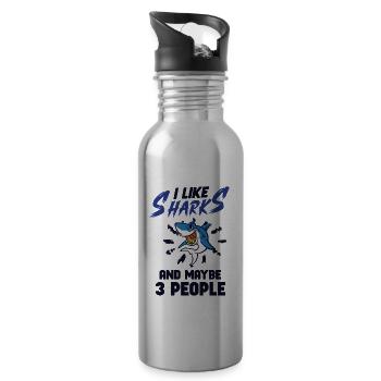 Shark Ocean Predator Sea Creature - 20 oz Water Bottle - silver - Right
