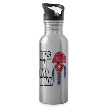 Indonesian And Cuban Mix Heritage DNA Flag - 20 oz Water Bottle - silver - Right
