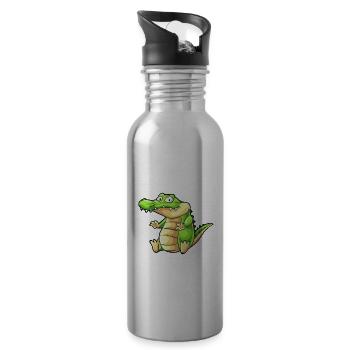 Funny Alligator Lover Gift - 20 oz Water Bottle - silver - Right