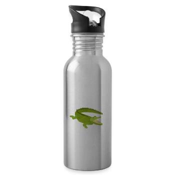 Funny Alligator Lover Gift - 20 oz Water Bottle - silver - Right