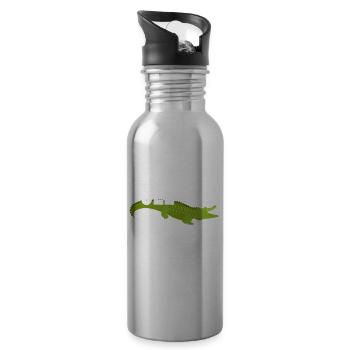 Funny Alligator Lover Gift - 20 oz Water Bottle - silver - Right