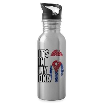 Hungarian And Cuban Mix Heritage DNA Flag - 20 oz Water Bottle - silver - Right