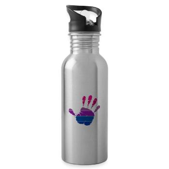 Give Me A Bi-Five Bisexual Bi Pride - 20 oz Water Bottle - silver - Right