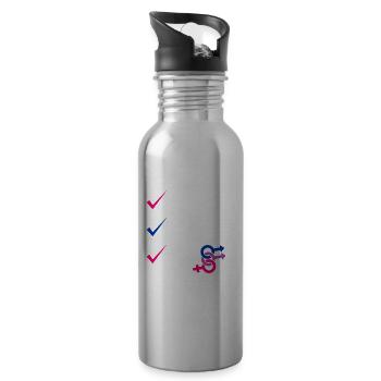 Boys Girls Bi Funny Bisexual Bi Pride Gift - 20 oz Water Bottle - silver - Right