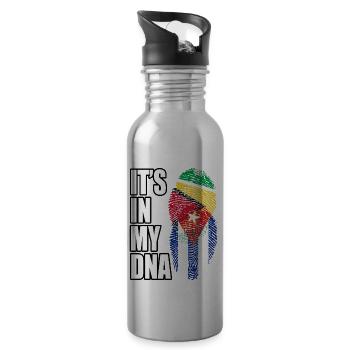 Guyanese And Cuban Mix Heritage DNA Flag - 20 oz Water Bottle - silver - Right