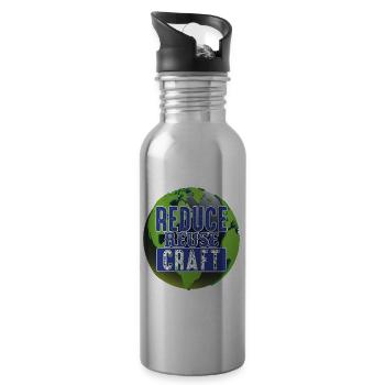 Reduce Reuse Craft Earth Protection Support - 20 oz Water Bottle - silver - Right