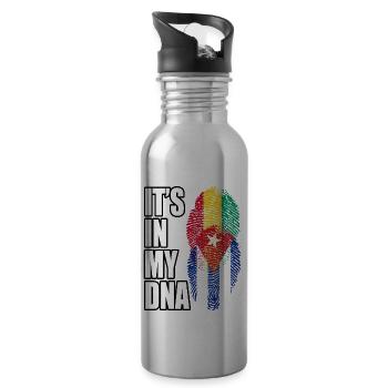 Guinean And Cuban Mix Heritage DNA Flag - 20 oz Water Bottle - silver - Right