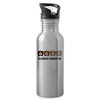 Celebrate Diversity Basset Hound - 20 oz Water Bottle - silver - Right