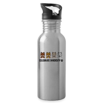 Celebrate Diversity Shiba Inu - 20 oz Water Bottle - silver - Right