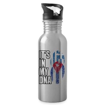 Greek And Cuban Mix Heritage DNA Flag - 20 oz Water Bottle - silver - Right