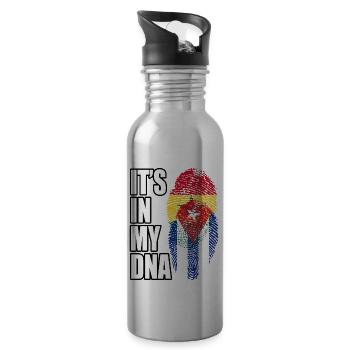 Ghanaian And Cuban Mix Heritage DNA Flag - 20 oz Water Bottle - silver - Right