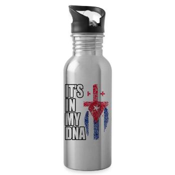 Georgian And Cuban Mix Heritage DNA Flag - 20 oz Water Bottle - silver - Right