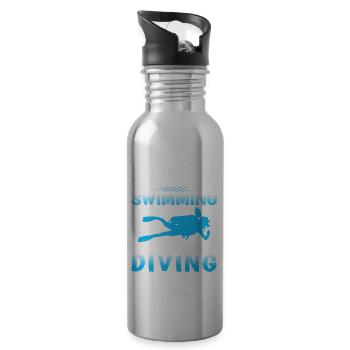 Scuba Diving Gift Underwater Lover Scuba Diver - 20 oz Water Bottle - silver - Right
