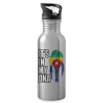 Gambian And Cuban Mix Heritage DNA Flag - 20 oz Water Bottle - silver - Right