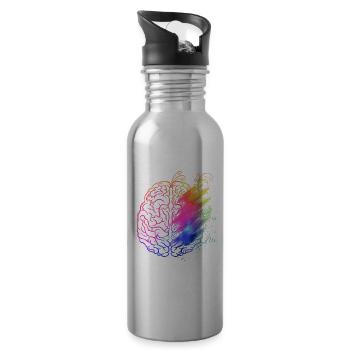 Art Teacher Brain, Math Teacher - 20 oz Water Bottle - silver - Right