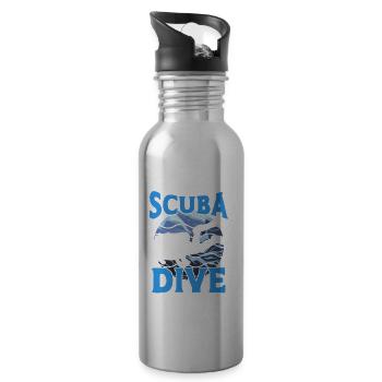 Scuba Diving Gift Underwater Lover Scuba Diver - 20 oz Water Bottle - silver - Right