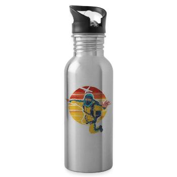 Sky Diver Dawn Jump - 20 oz Water Bottle - silver - Right