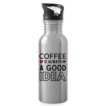 Morning Coffee Quotes - COFFE IS ALWAYS A GOOD IDE - 20 oz Water Bottle - silver - Right