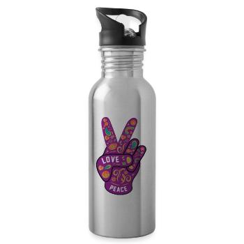 Peace love hippie - 20 oz Water Bottle - silver - Right