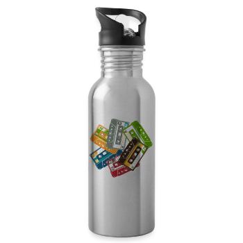80s 90s Mixtapes Old School Music - 20 oz Water Bottle - silver - Right