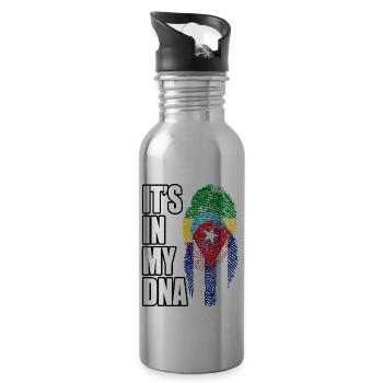 Ethiopian And Cuban Mix Heritage DNA Flag - 20 oz Water Bottle - silver - Right