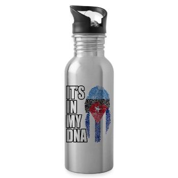 Estonian And Cuban Mix Heritage DNA Flag - 20 oz Water Bottle - silver - Right