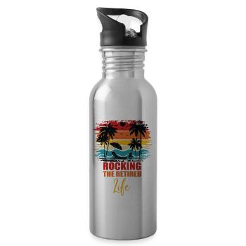 Retired Funny Retirement Rocking the Retired Life - 20 oz Water Bottle - silver - Right