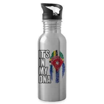 Dominican And Cuban Mix Heritage DNA Flag - 20 oz Water Bottle - silver - Right