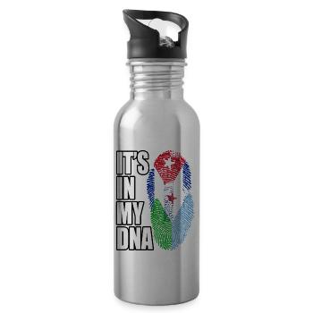 Djiboutian And Cuban Mix Heritage DNA Flag - 20 oz Water Bottle - silver - Right