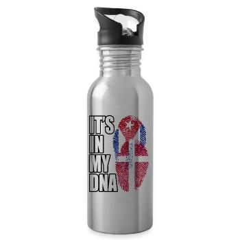 Danish And Cuban Mix Heritage DNA Flag - 20 oz Water Bottle - silver - Right