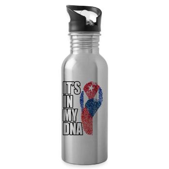 Czech And Cuban Mix Heritage DNA Flag - 20 oz Water Bottle - silver - Right