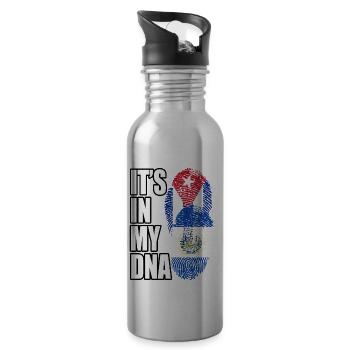 Salvadoran And Cuban Mix Heritage DNA Flag - 20 oz Water Bottle - silver - Right