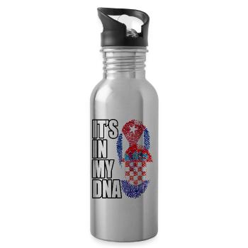 Croatian And Cuban Mix Heritage DNA Flag - 20 oz Water Bottle - silver - Right
