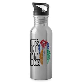 Ivorian And Cuban Mix Heritage DNA Flag - 20 oz Water Bottle - silver - Right
